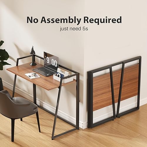 Miniatura 4 de EUREKA ERGONOMIC Escritorio plegable moderno para computadora para dormitorio de estudiantes y adolescentes, escritorio plegable de 43 pulgadas,