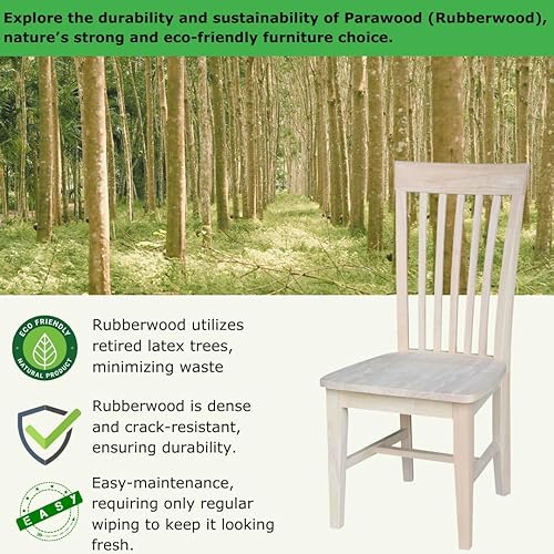 Miniatura 4 de Juego de 2 sillas altas de comedor Mission color madera de parawood, mejora tu experiencia gastronómica, mancha o pintura en cualquier color,