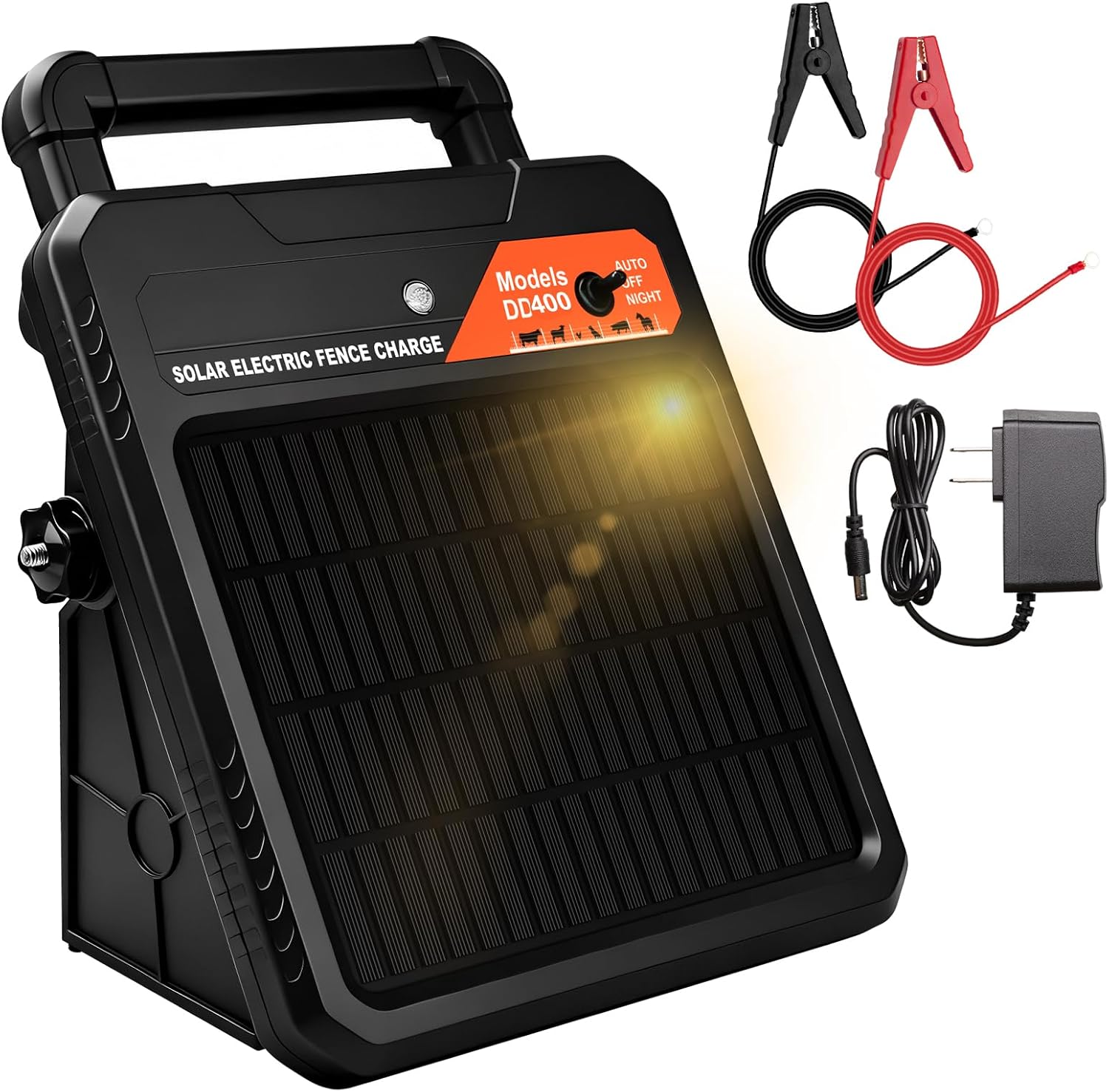 20 Miles Solar Electric Fence Charger – 0.4J Output, 10200V Peak, 24/7 Uninterrupted Protection, 14-Day Backup Power Without Sunlight, Rechargeable Energizer for Livestock & Predators