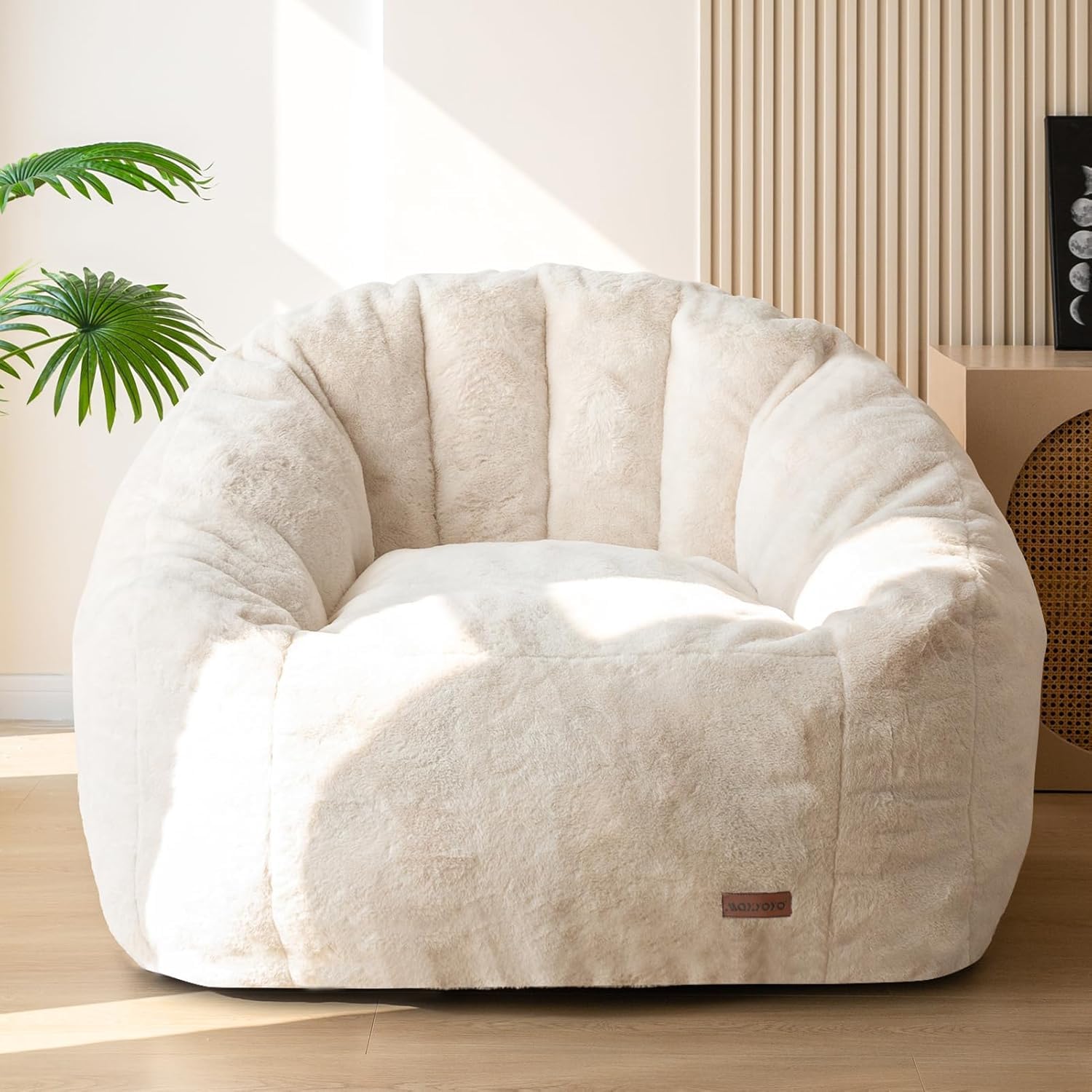 MAXYOYO Sitzsack Erwachsene,Muschelform Bean Bag Sofa mit weicher Füllung,Schlafsofa Kunstfell Sitzsack für Schlafzimmer Wohnzimmer