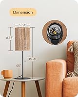 Vista 5 de EDISHINE Tall Table Lamp, 19.1" Rattan Bedside Lamp with Vertical Woven Shade & Pull Chain Switch, E26 Socket, Metal Base, Boho Nightstand Light for