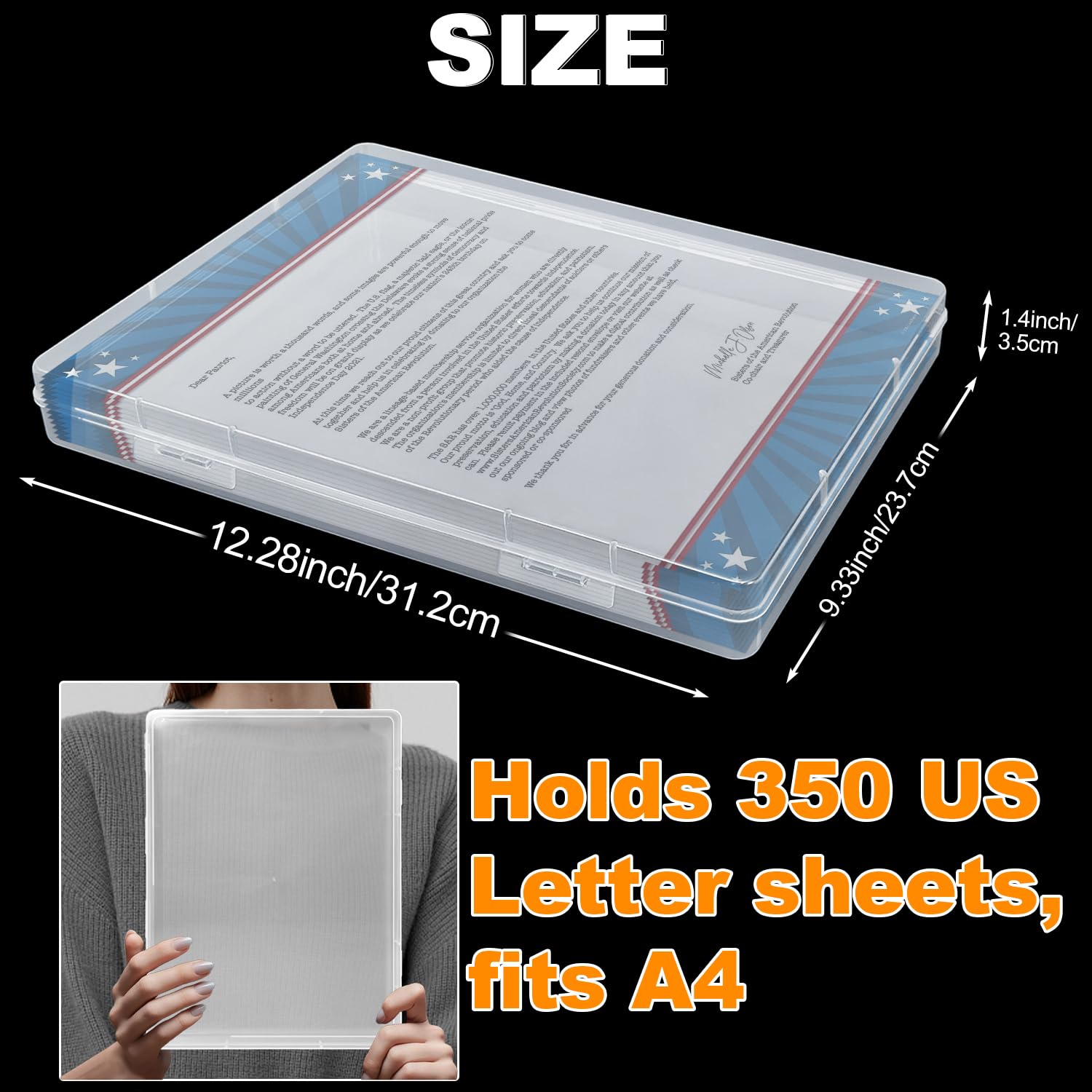 DUOFIRE - Contenitore portadocumenti in formato A4, trasparente 4-Pack