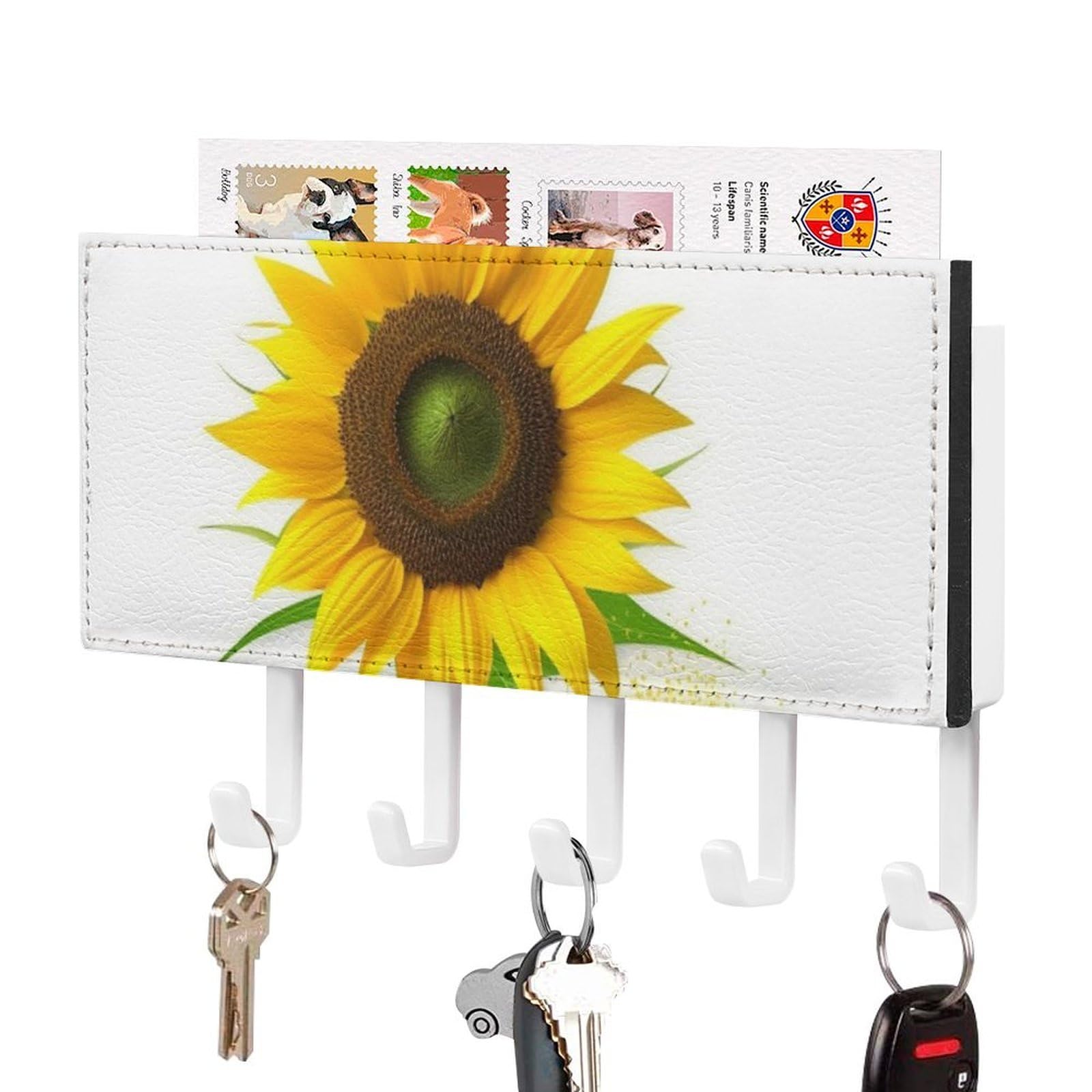 Soporte para llaves de girasol con 5 ganchos metálicos para pared de pasillo
