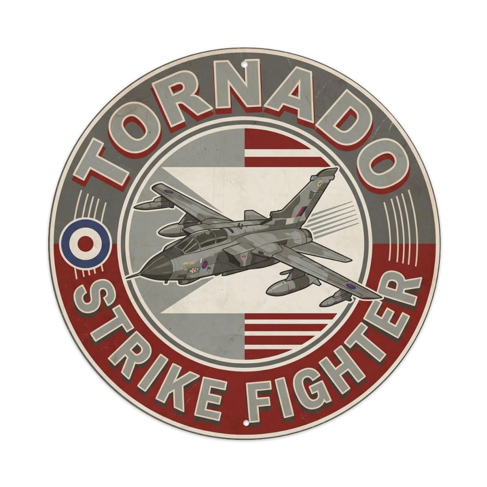 Cold War Military Tornado Aviation Multirole Strike Metal Tin Sign Plaque Wall Decor for Cafe, Man Cave, Club Bar, Office, Home Garden Round Metal Poster 8x8Inch