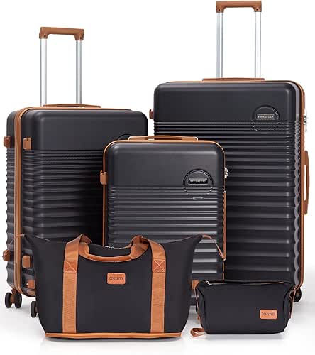 CONCEPTEN Luggage Sets 5 Piece, Suitcases with Wheels, Hardshell Suitcase