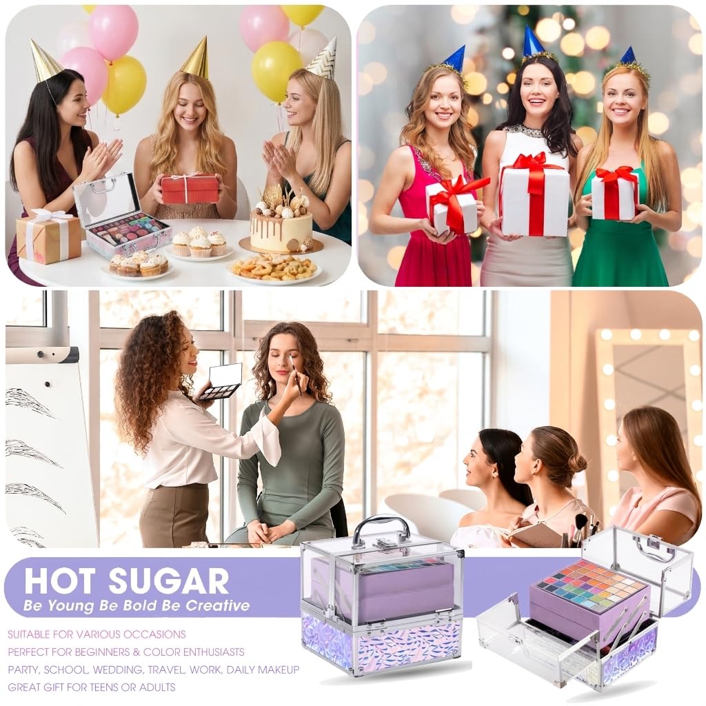 Hot Sugar Teen Makeup Kit for Girls 13-15, Makeup Gift Set for Birthday Parties Makeovers & Christmas (Purple)