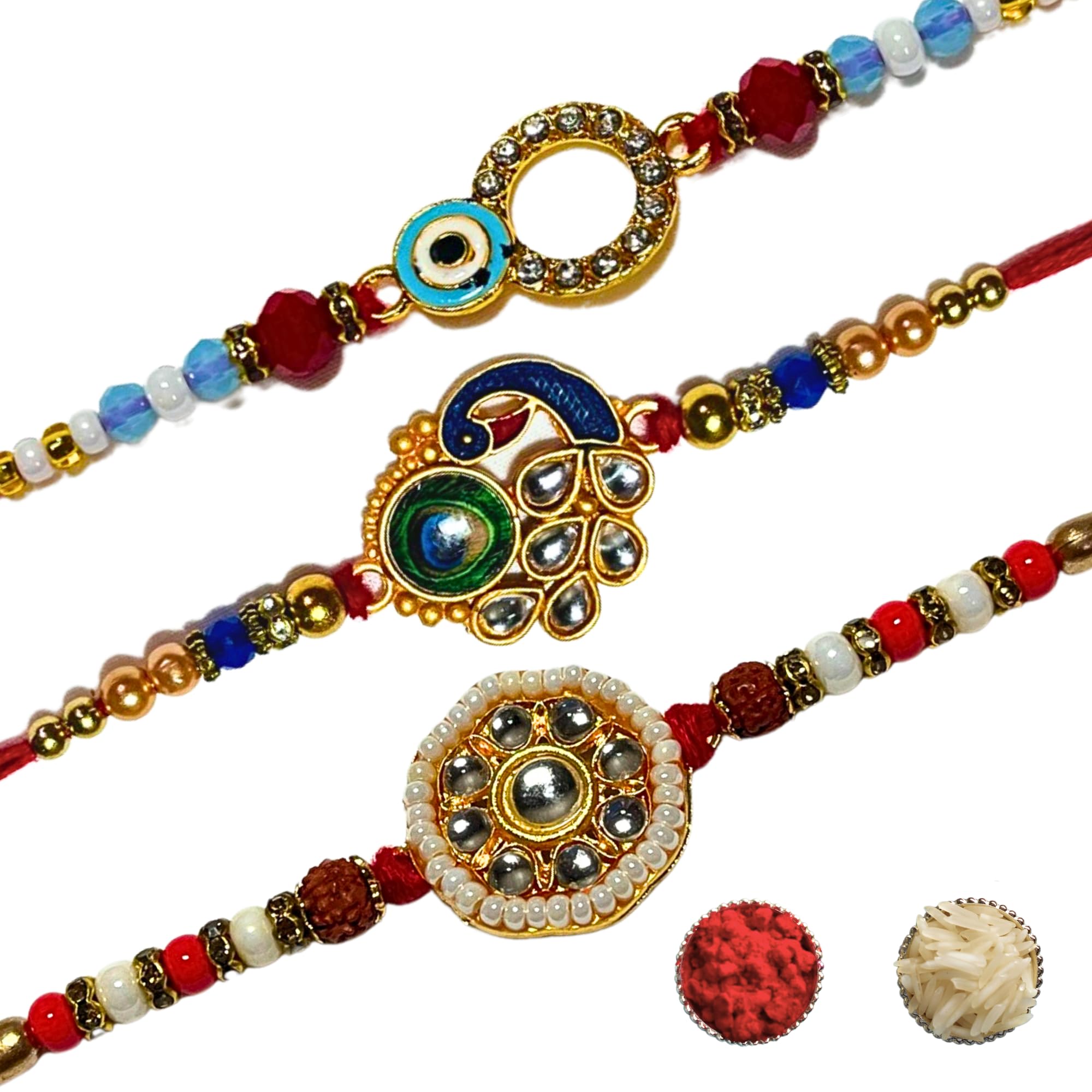 DIVYAKALAA Handcrafted Rakhi with Roli Chawal and Raksha Bandhan Greeting Card, Antique metal Rakhi (Main) (B099X4JC71) Amazon Price History, Amazon Price Tracker