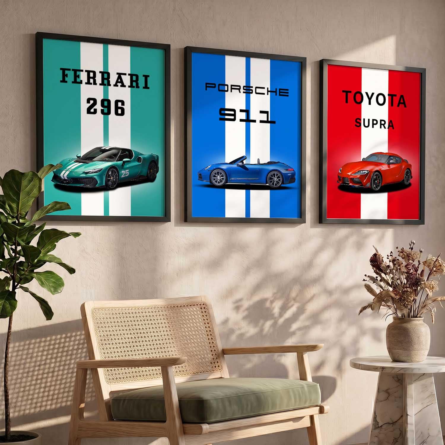 Porsche Car Posters - Set of 3 Framed Wall Art -16 Porsche Car Posters - Set of 3 Framed Wall Art -16