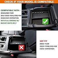 Vista 2 de TACOBRO Organizador de consola central compatible con accesorios Ford F150 2015-2020 F250/350/450 SuperDuty (2017-2022) y Expedition (2018-2024)