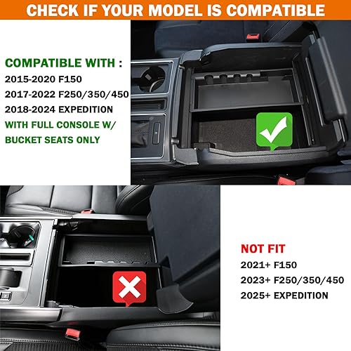 Miniatura 2 de TACOBRO Organizador de consola central compatible con accesorios Ford F150 2015-2020 F250350450 SuperDuty (2017-2022) y Expedition (2018-2024),