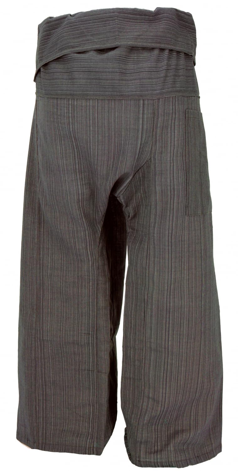 GURU SHOP Pantalones de pescador tailandeses de tejido a rayas, holgados de algodón, pantalones anchos de yoga, para hombre/mujer, naranja, algodón, talla: talla única