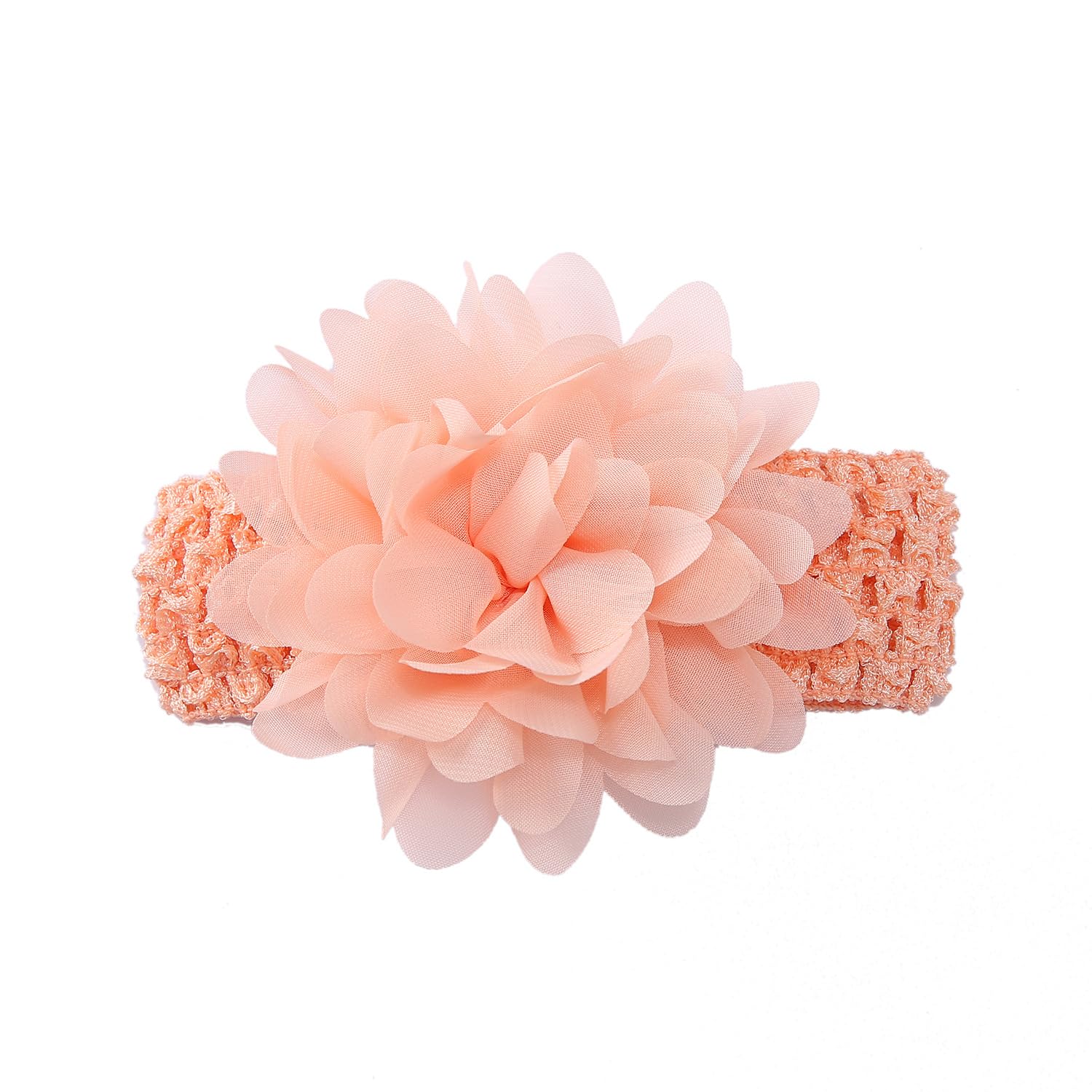 Pack of 2 Stretchy Hair Bands with Large Flowers, Baby Headband, Coloured Chiffon Headbands, Cute Headwear, Delicate Flowers, Hair Accessories, Headwraps for Babies, Newborns, Infants, Champagne โ image 1