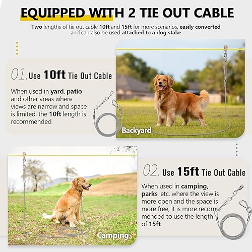 Miniatura 3 de Sistema Profesional de Trolley para Perros, Línea de Zip Resistente y Ajustable de 100 pies para Perros con Amarres de 10 pies y 15 pies para Perros