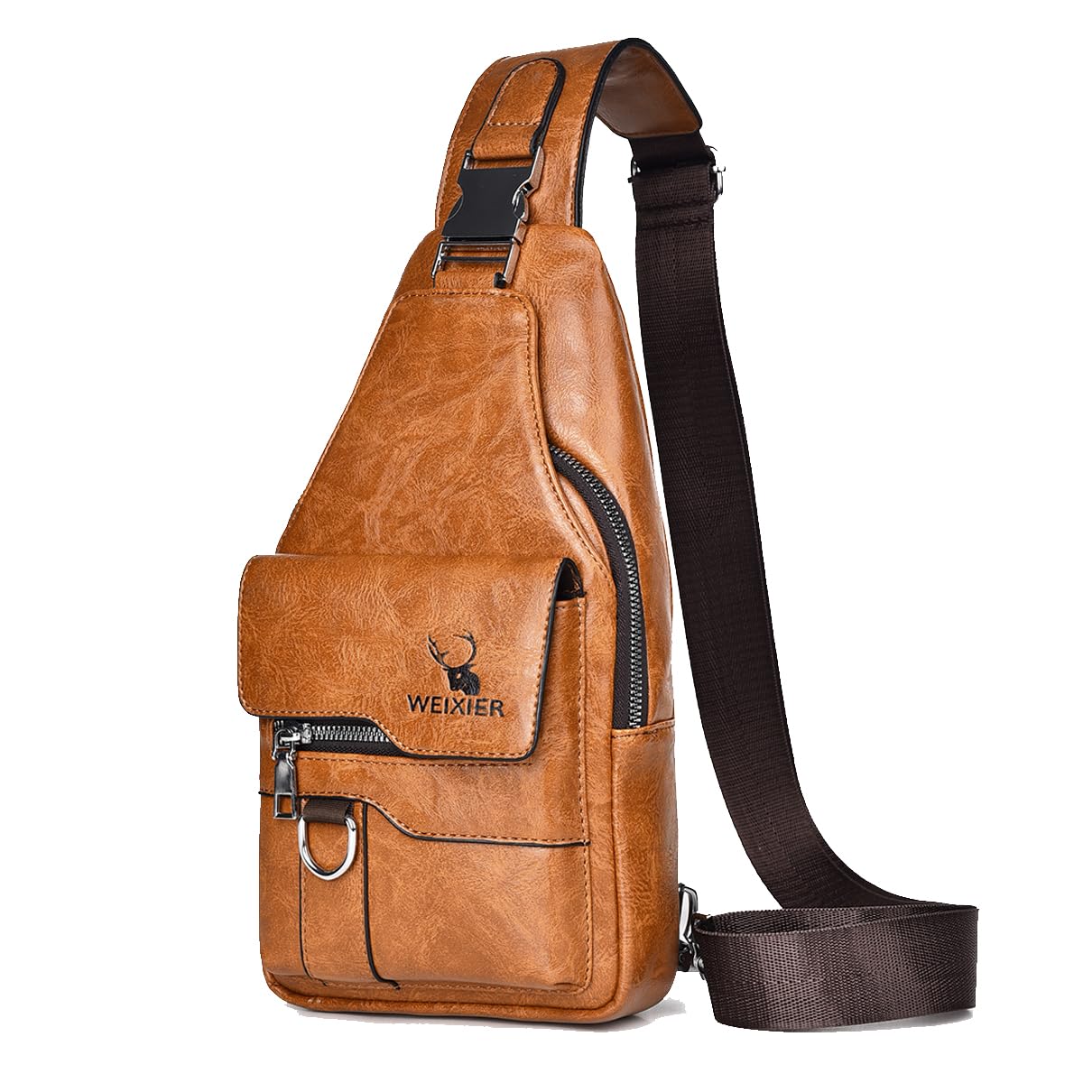 A-QMZL Sacoche Homme Bandouliere Sac de Poitrine Sac business Sac de Loisir Sac a Dos PU Cuir Pochette Epaule Sac à Dos de Voyage pour Homme Femme
