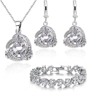 Crystalline Azuria Jewelry Sets For Women Premium Wedding Bridal Jewelry Set With Necklace And Earring For Bride Cubic Zirconia Bridesmaid Jewelry