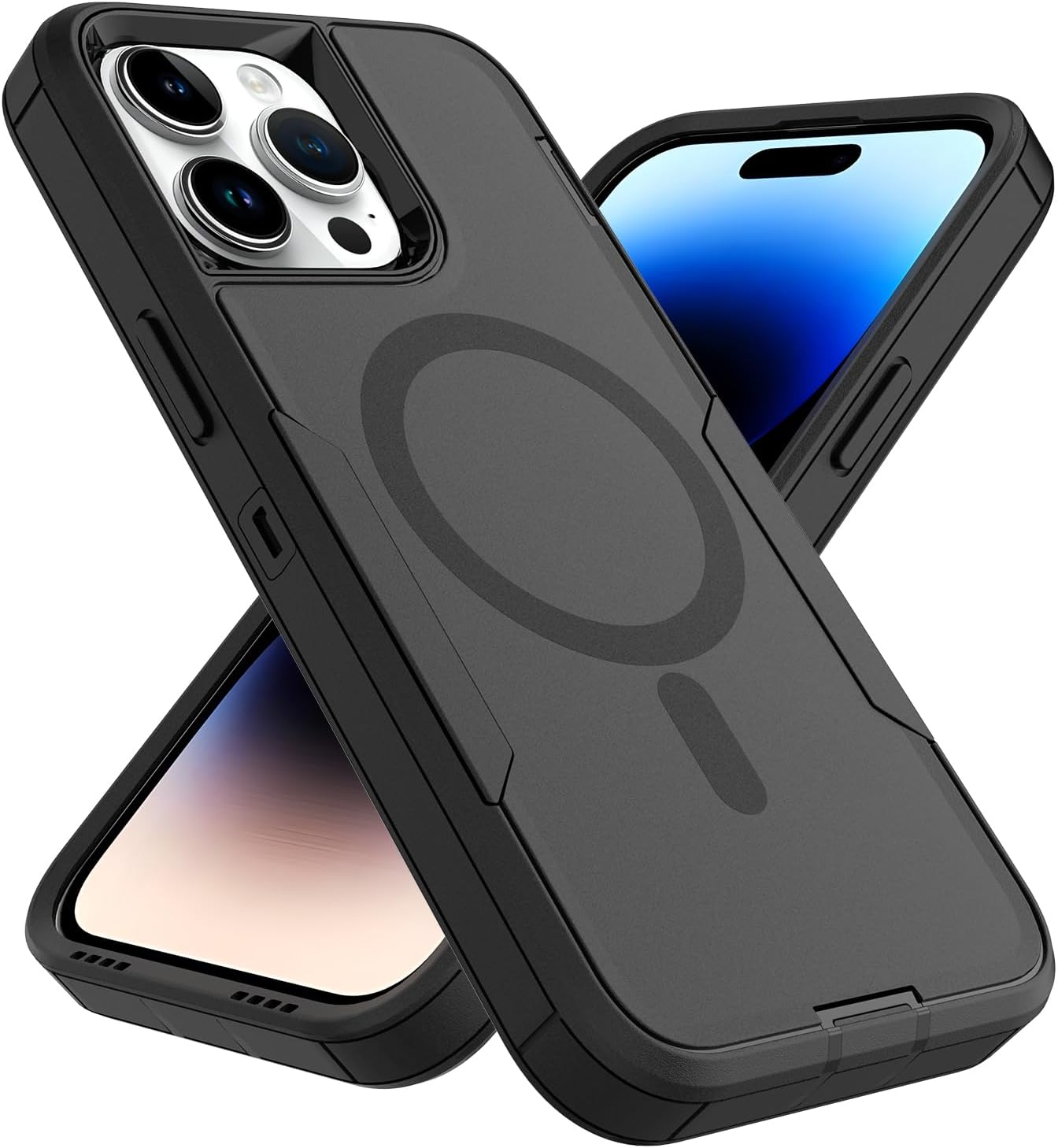for iPhone 12 Case, for iPhone 12 Pro Case, Compatible with MagSafe, Heavy Duty Shockproof Protective Phone Case with Dual Layer Protection (Black)