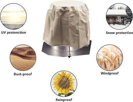 Turbine Vent Cover,ULIFESTAR Oxford Cloth Roof Vent Cover,50.8cm/20 Roof Ventilator with Adjustable Drawstring,Waterproof Turbine Ventilator Protector Hoods Shield Canvas Fit Most Khaki 1PC