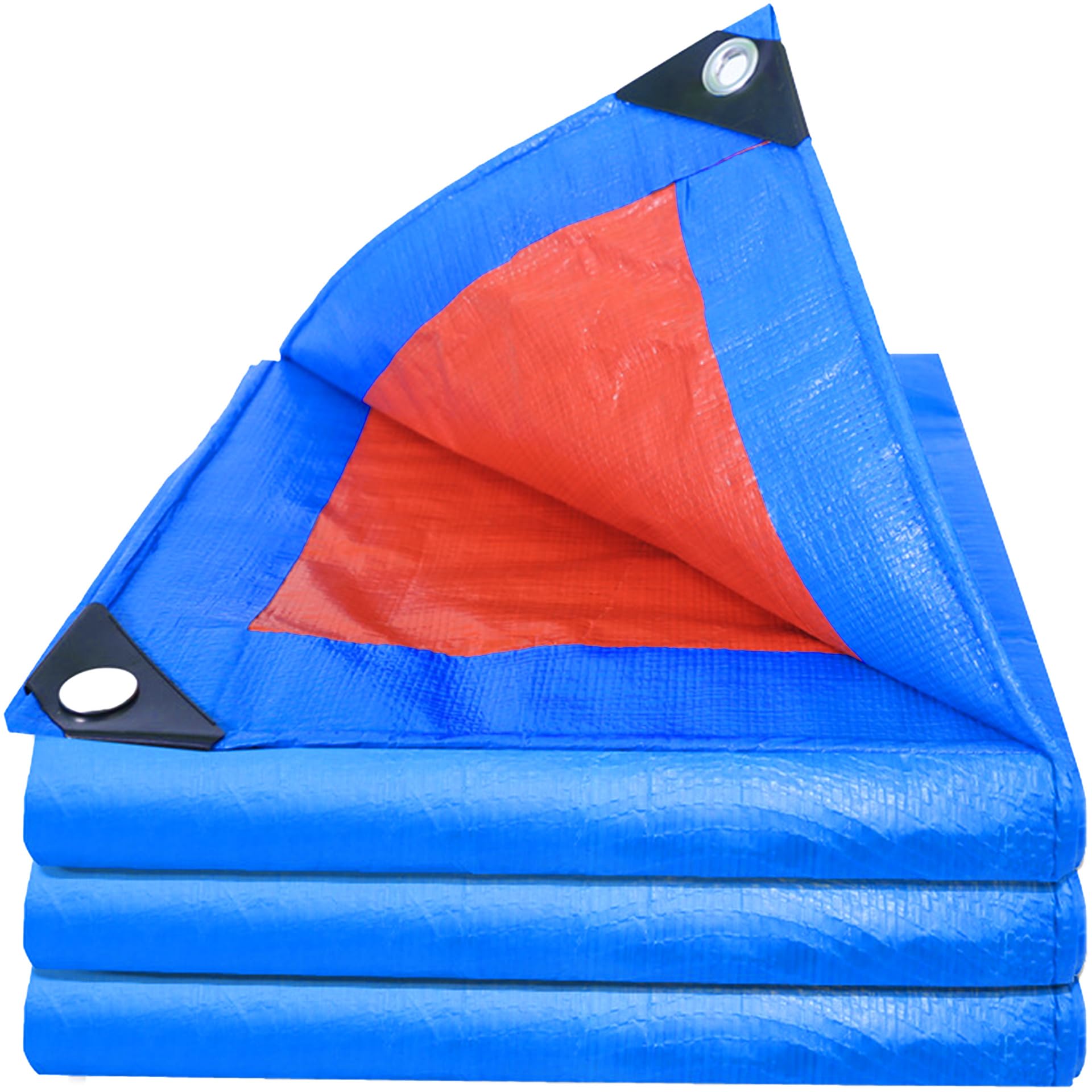 Lona impermeable de 100x205 cm azul con esquinas reforzadas y cuerda de sujeción