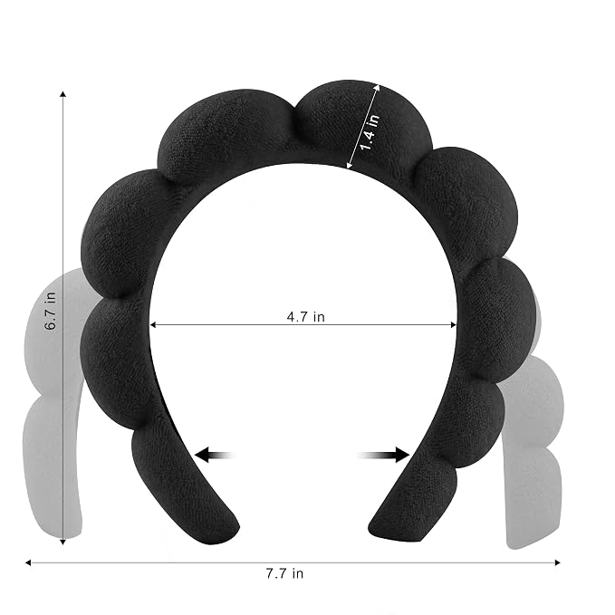 Banda para Spa Real Perfection para Cuidado Facial Negra miniatura 3