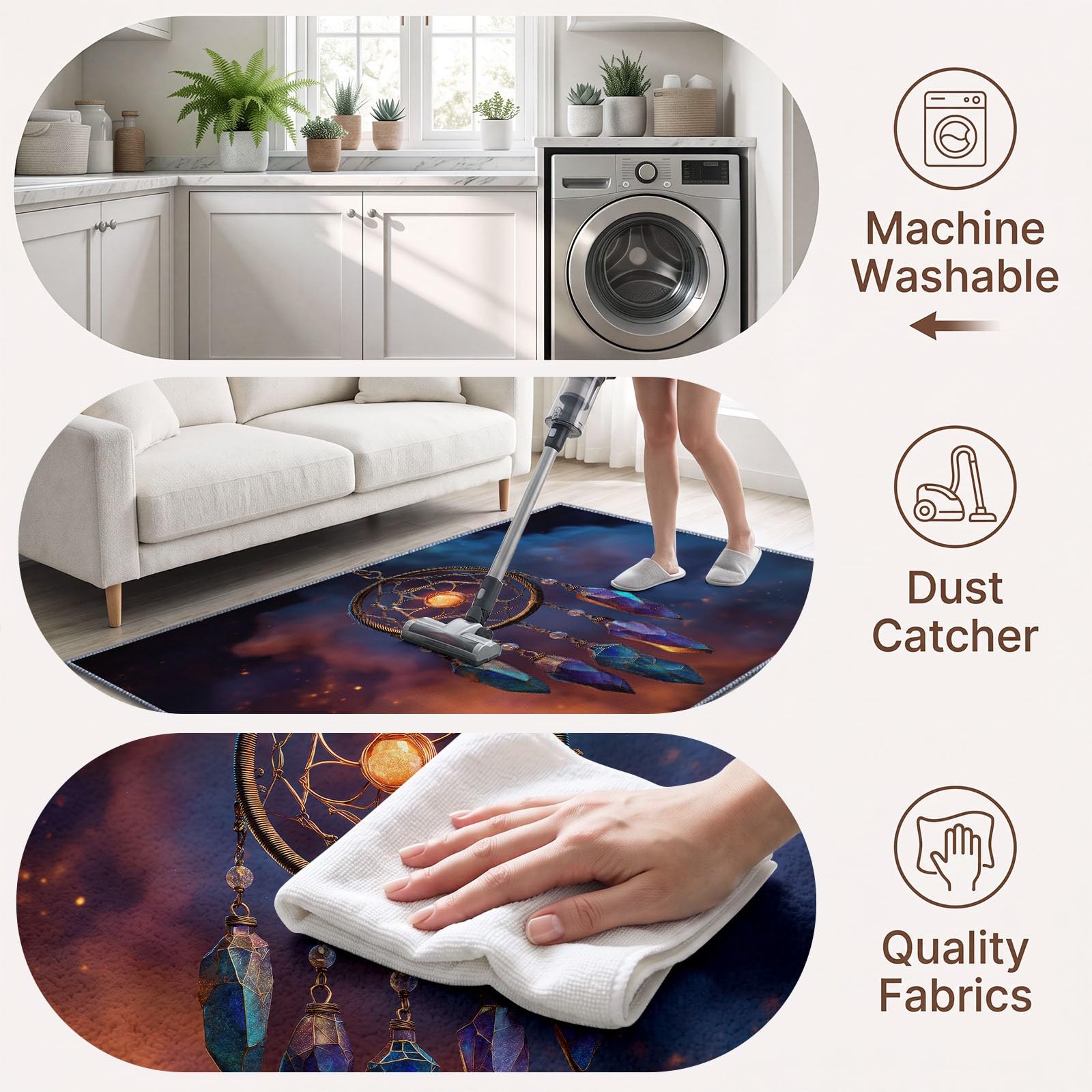 Waschbarer Teppich Wohnzimmer 120 X 170 cm, Kosmischer Sternenhimmel Kurzflor Schlafzimmer Leuchtender Traumfänger Teppiche, Weiche rutschfest Carpet für Badezimmer Esszimmer Flur Büro