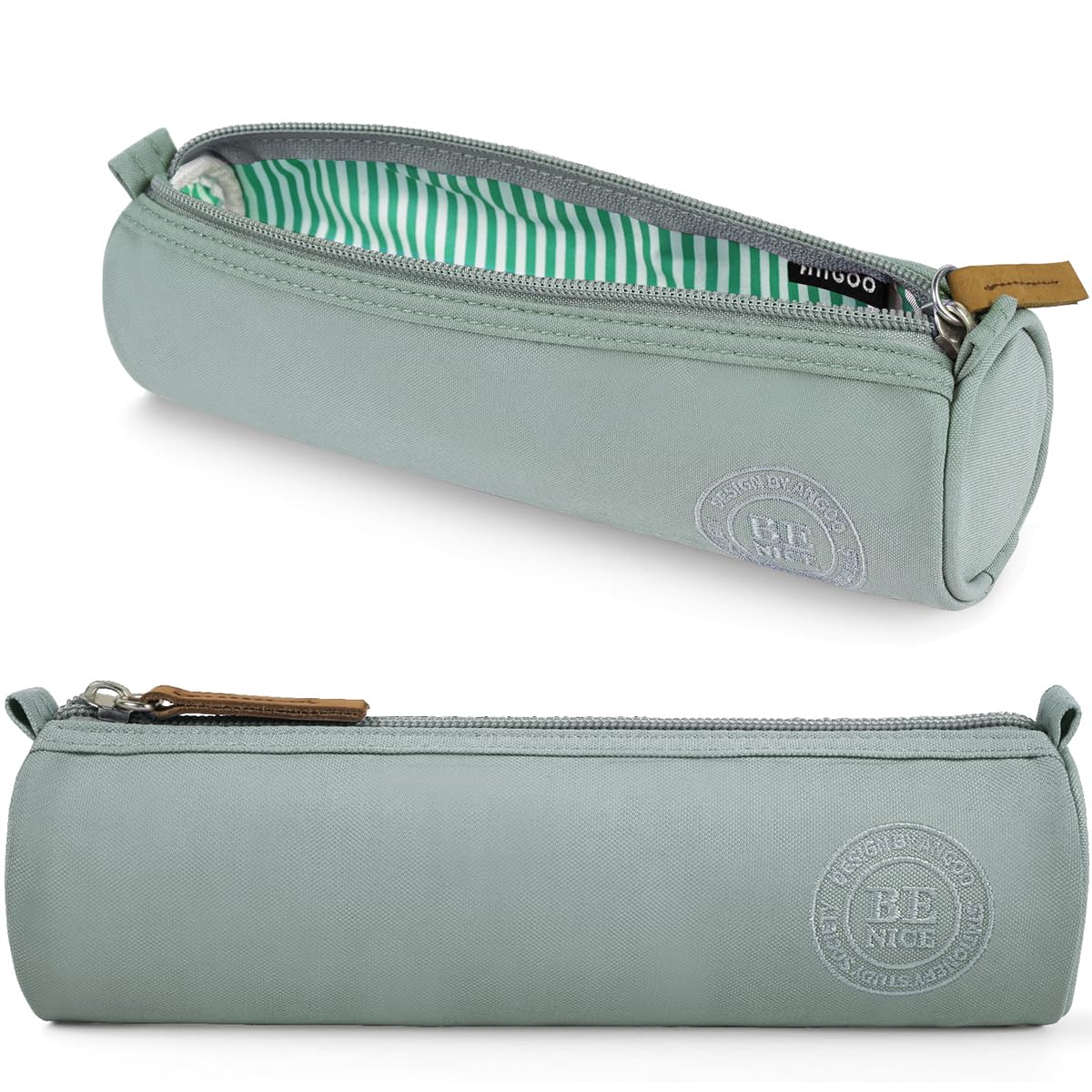 Pencil Case for Girls Boys, Cute Slim Round Small Pencil Case Pouch with Zipper, Portable Multipurpose Pencil Pen Bag Pouch Stationery Storage Organizer for Exam School Office College Students, Grey