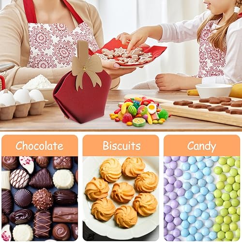 Miniatura 5 de EXCEART 10 cajas de cuero con lazo, bolsa reutilizable para recuerdos de fiesta, cajas de dulces rojos, caja de dulces de boda de cuero para