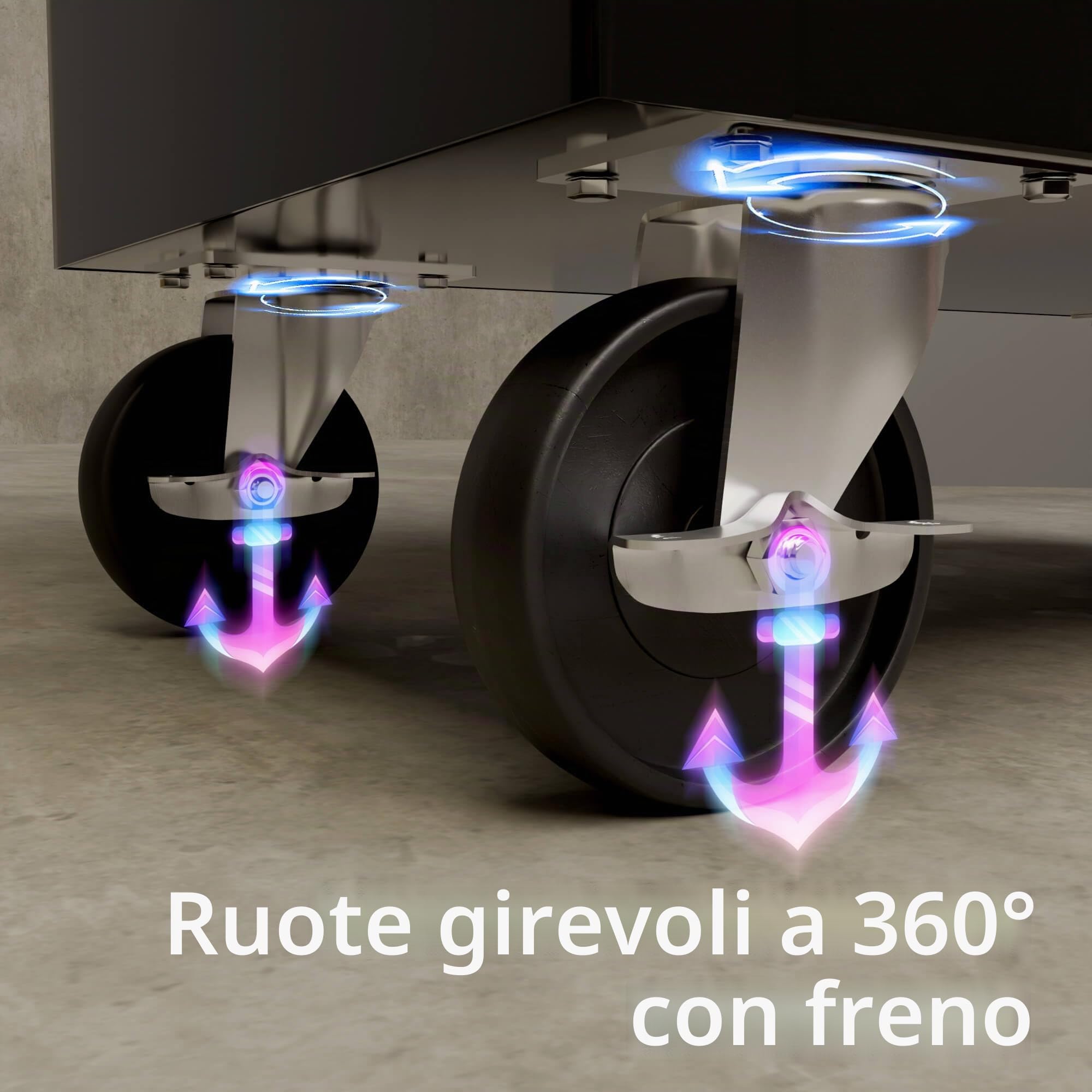 AREBOS carrello da officina con 7 scomparti | centrale chiudibile a chiave | rivestimento antiscivolo | ruote con Freno di stazionamento | massiccia metallo | Nero