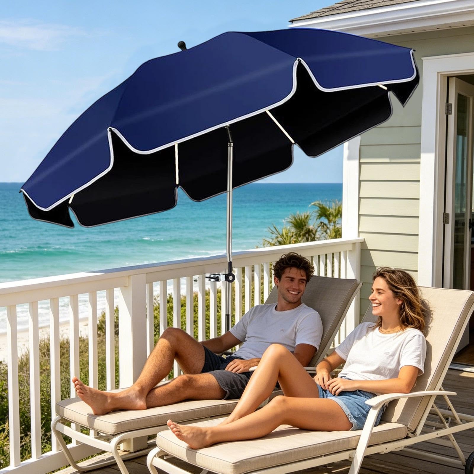 Generico Parasol z klipsem na krzesło - 360° regulowany dach z klipsem i ochroną przed promieniowaniem UV, parasol wędkarski z zaciskami - na zewnątrz kemping plaża ogród wędkowanie balkon wakacje