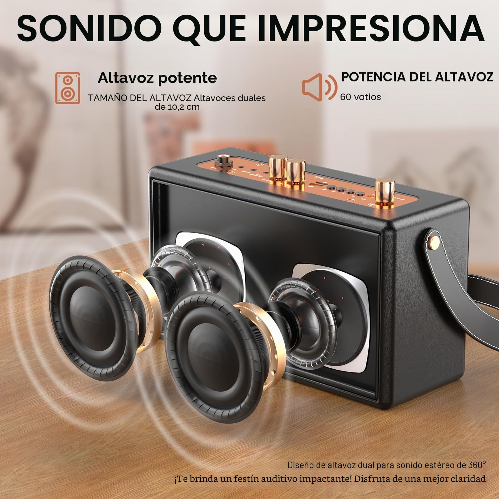 Máquina de Karaoke Portátil,2 Microfonos Inalambricos para Adultos Niños Karaoke Altavoz, micrófono de Cuatro Canales Ampliación Soporta TV/Smartphone/AUX/USB| para Party, Cumpleañosregalos Vintage