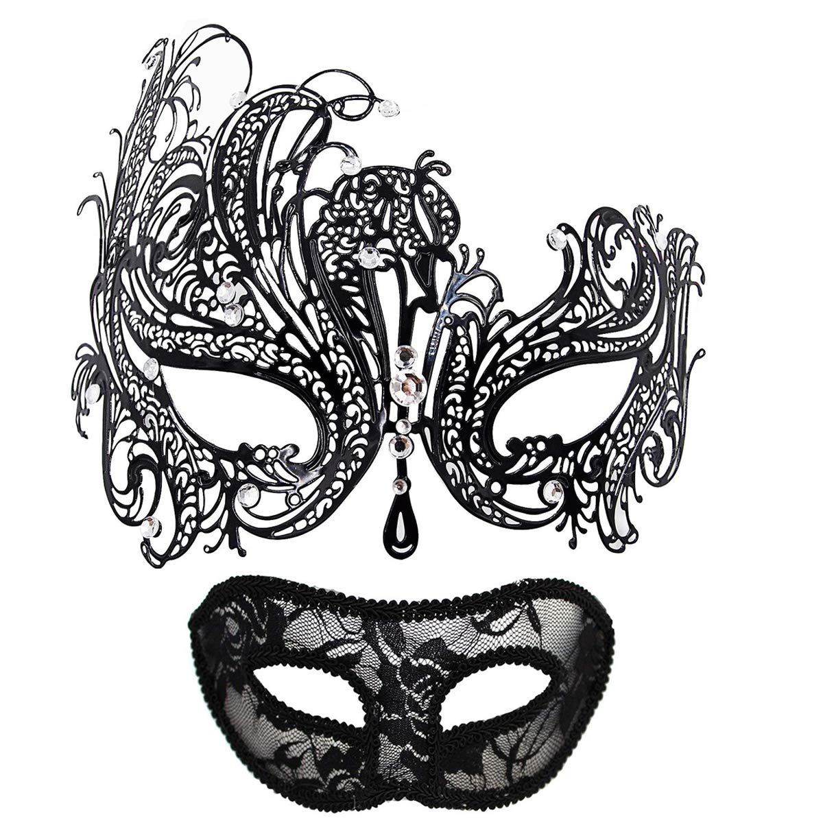 MYMENUMasquerade Mask for Couples Women Metal Rhinestone Venetian Party Evening Prom ball