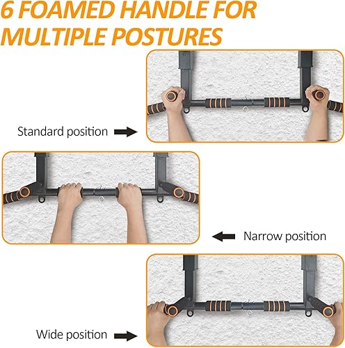 Miniatura 4 de BESTHLS Barra de dominadas montada en la pared y estación de inmersión, barra de dominadas resistente para montaje en pared, barra de dominadas