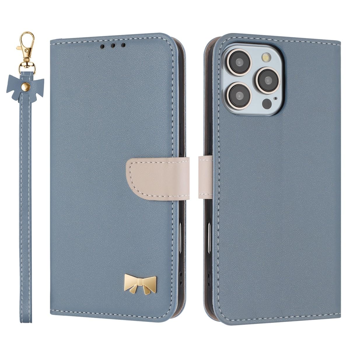 Étui iPhone 16E anti rayures clapet bleu clair avec porte cartes - 8