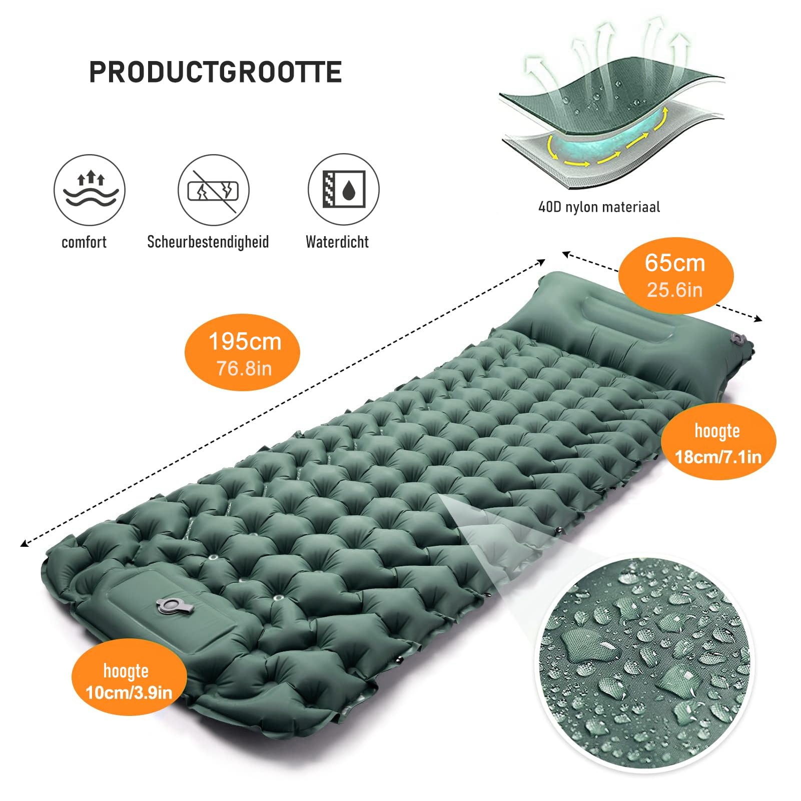 CALIYO Isomatte Camping – Verdickte Luftmatratze mit FußpressPumpe, Ultraleicht & Wasserdicht | Integriertes Kopfkissen, Kleines Packmaß für Outdoor, Wandern, Zelte & Reisen