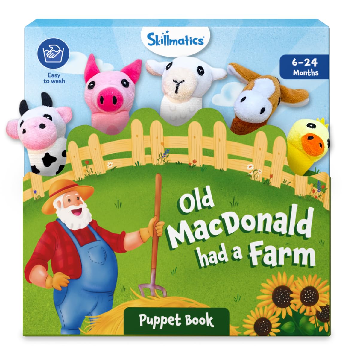 Skillmatics Puppet Book - Old Macdonald Had a Farm, Interactive Finger Puppets for Infants & Toddlers, Early Learning & Sensory Toy, Nursery Rhyme Activity, Gifts for Babies Ages 6 Months to 2 Years