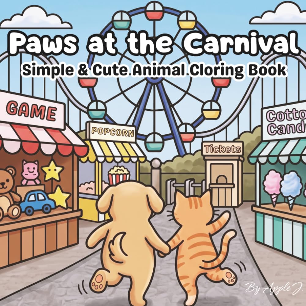 Paws at the Carnival: Simple & Cute Animal Coloring Book