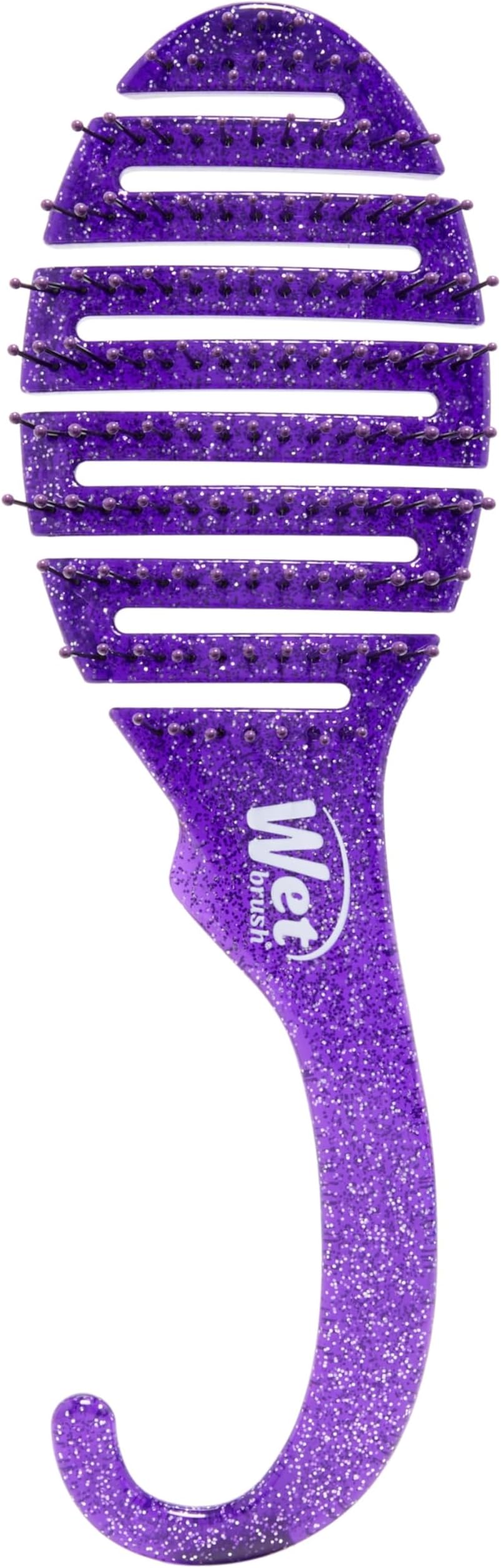 Shower Hair Brush Detangler - Exclusive Ultra-soft IntelliFlex Bristles - Minimizes Pain And Protects Against Split Ends and Breakage - Comb For Women, Men, Wet & Dry Hair - Purple Glitter