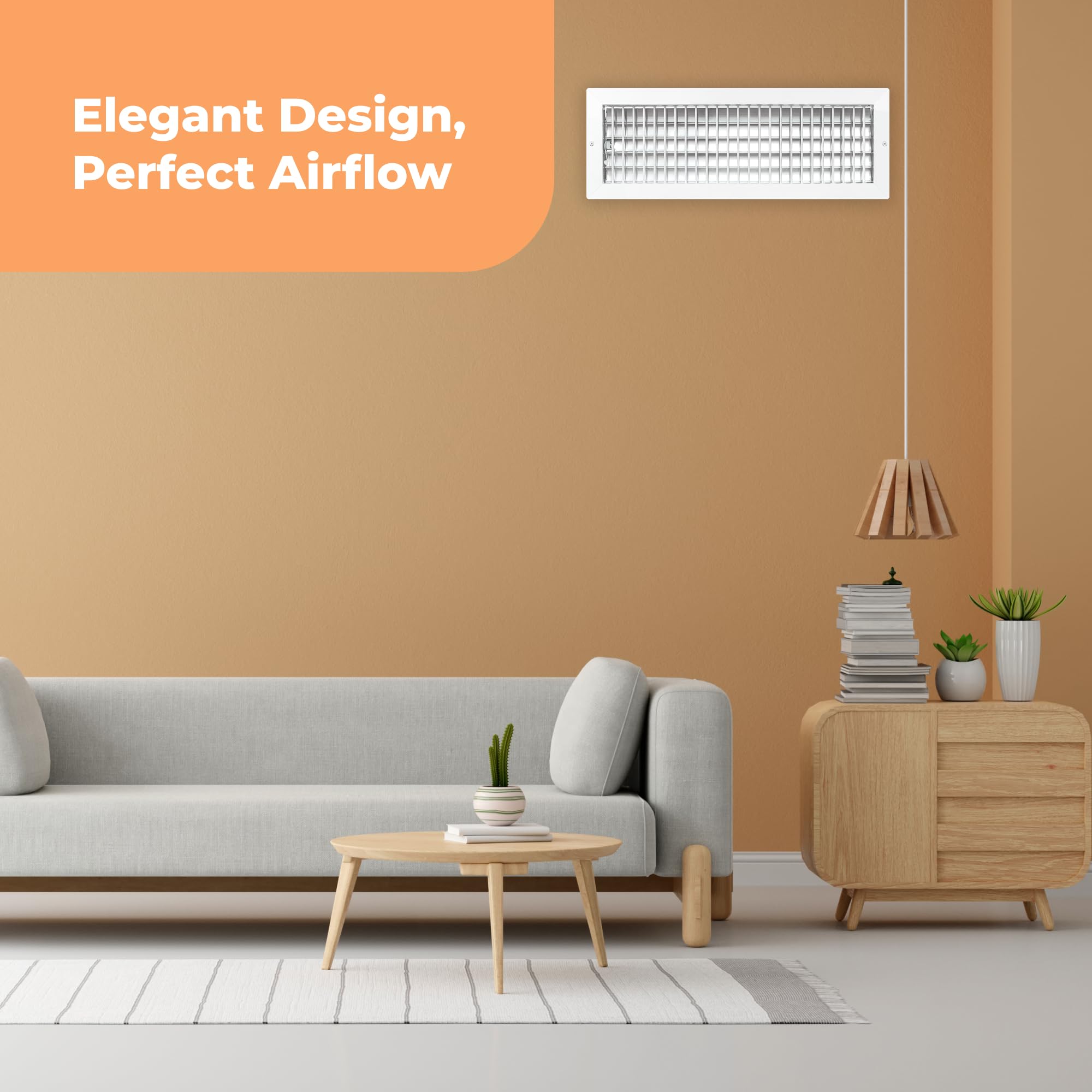Air 360 Osłony wentylacyjne ścienne kratki klimatyzacji – wysokiej jakości 50 x 15 cm osłona wentylacyjna – trwały nierdzewny aluminiowy otwór wentylacyjny – tłumik wielomigawkowy – indywidualnie regulowane przednie ostrza