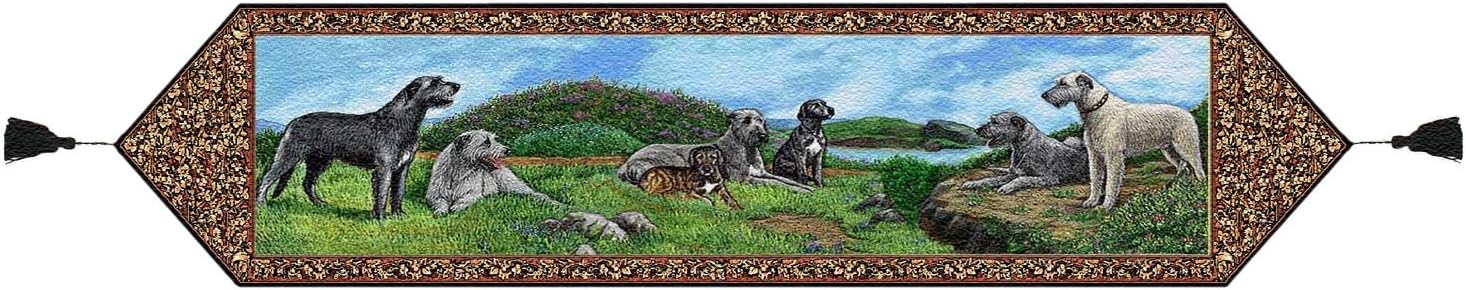Irish Wolfhound Table Runner - Exclusive Dog Lover Gifts in Multi-Color Tapestry