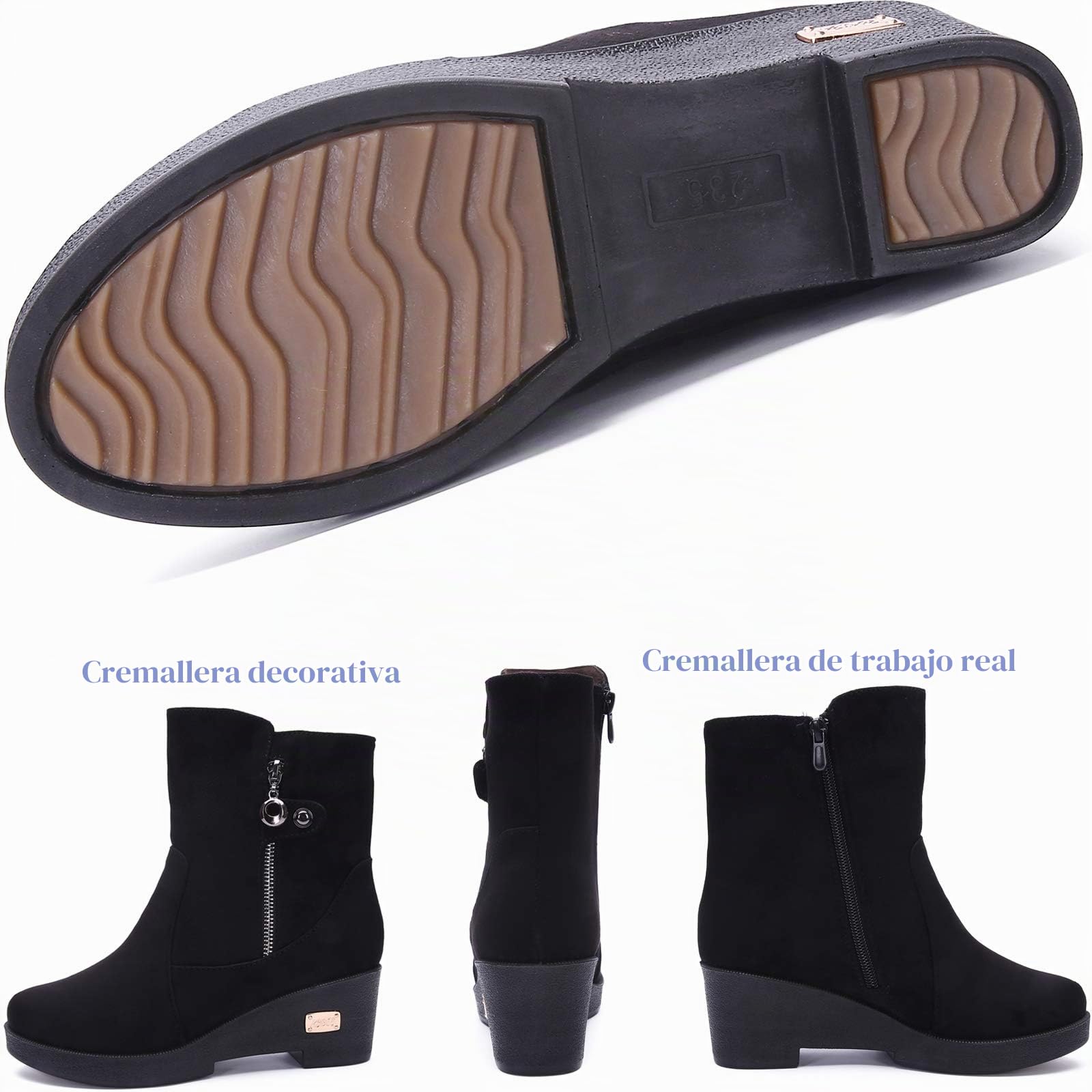 Gaatpot Botas para Invierno Mujer Botines con Tacón Cuña | Boots de Nieve, Zapatos para Cómodas y Calentitas Forrado, Elegantes