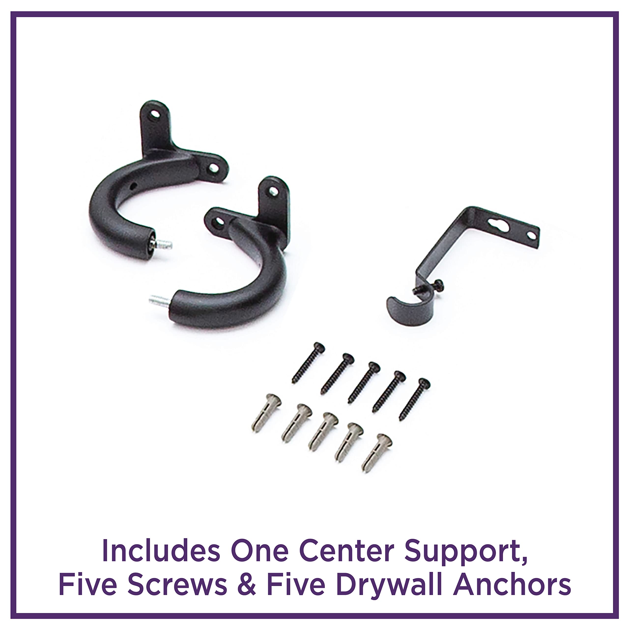 Lush Decor 3/4" Room Darkening/Blackout Curved Wrap Rod, Black