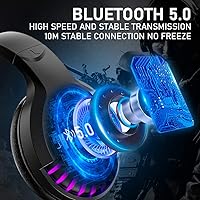 Vista 4 de Auriculares inalámbricos Bluetooth con cancelación de ruido, micrófono de sonido estéreo de alta fidelidad, graves profundos, almohadilla