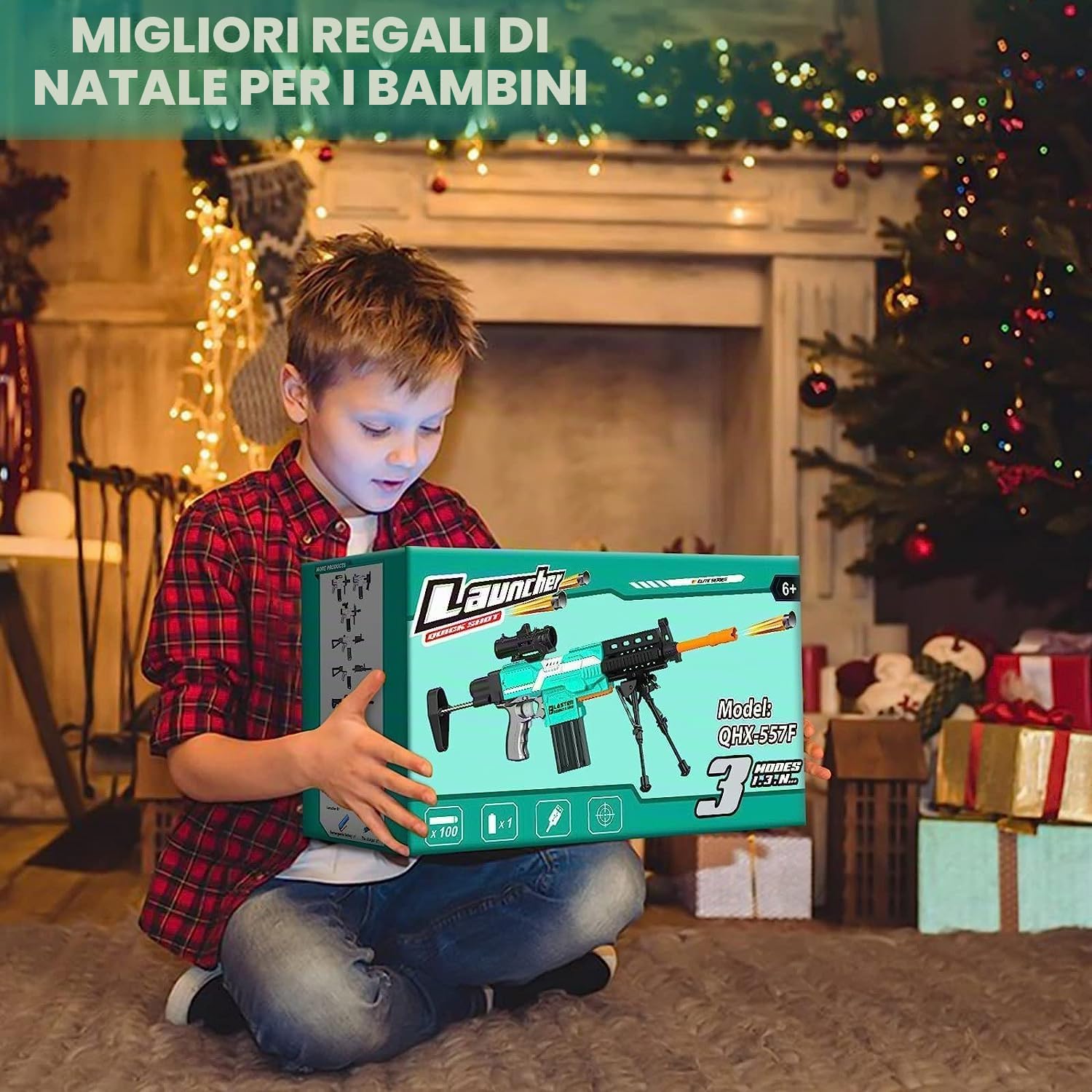 Pistola giocattolo elettrica Sniper, 3 modalità, Pistola in schiuma giocattolo automatico con portata 2 riviste, 100 freccette, fucile da cecchino elettrico giocattolo per bambini grigio