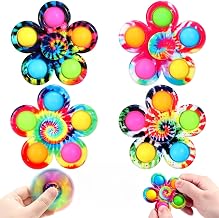 SCIONE Pop Fidget Spinner Toys 4 Pack, Party Favor Pop Christmas Fidget Toys Bulk Pack, Pop Bubble Sensory Toys Set for Kids, Simple ADHD Stress Relief Hand Spinners