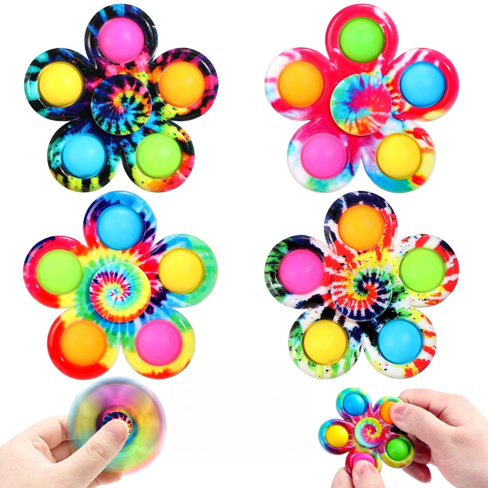 SCIONE Pop Fidget Spinner Toys 4-pak, upominki na imprezę, Boże Narodzenie, zabawki fidget, zestaw zabawek sensorycznych dla dzieci, proste, ADHD, odprężające, ręczne błystki