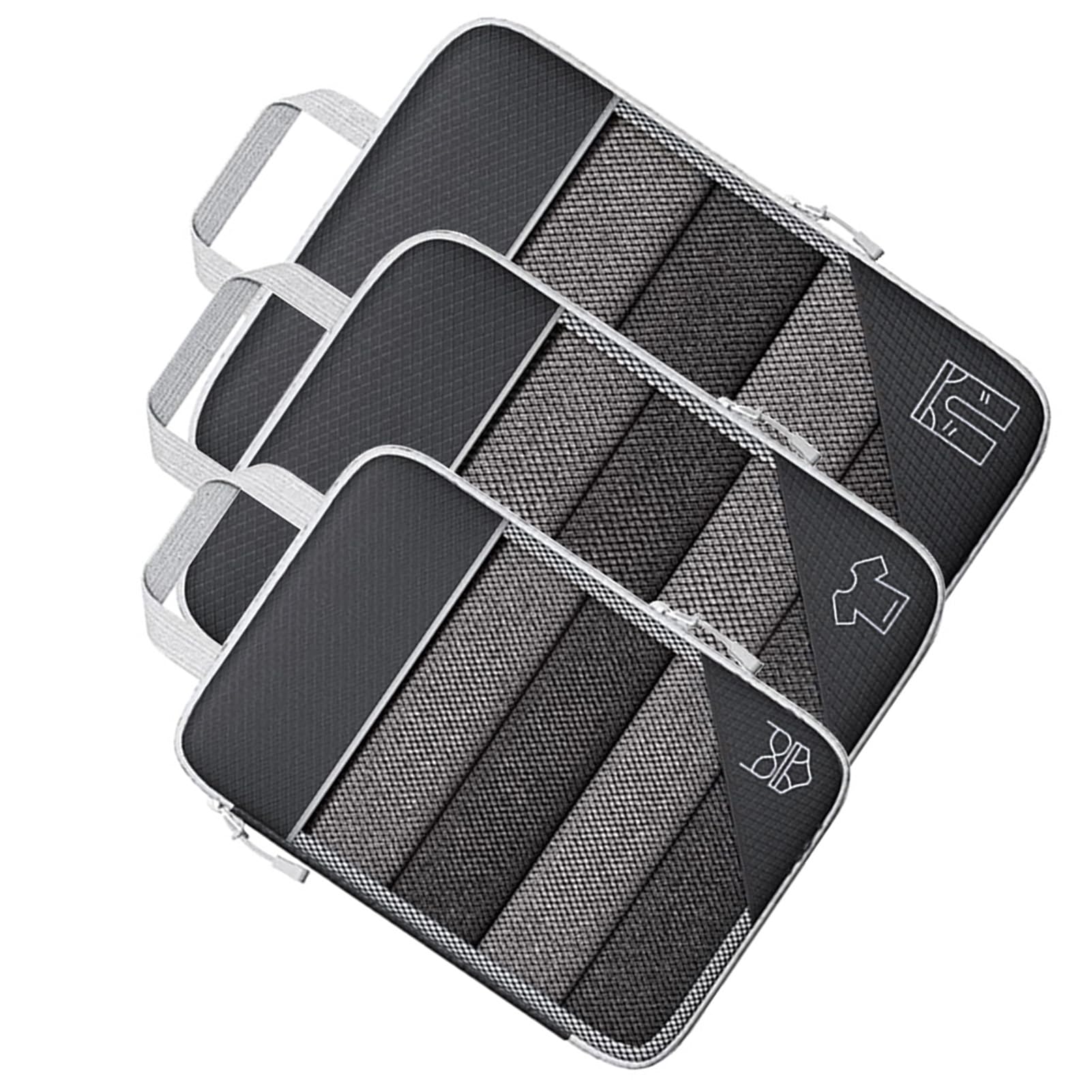 Ejoyous da Imballaggio a Compressione Cubi da Viaggio in Nylon Organizzatore da Viaggio 3 Pezzi Mesh Visibile Leggero Comprimibile Borse per Bagagli per Valigia da Uso Quotidiano Adulti (BLACK)