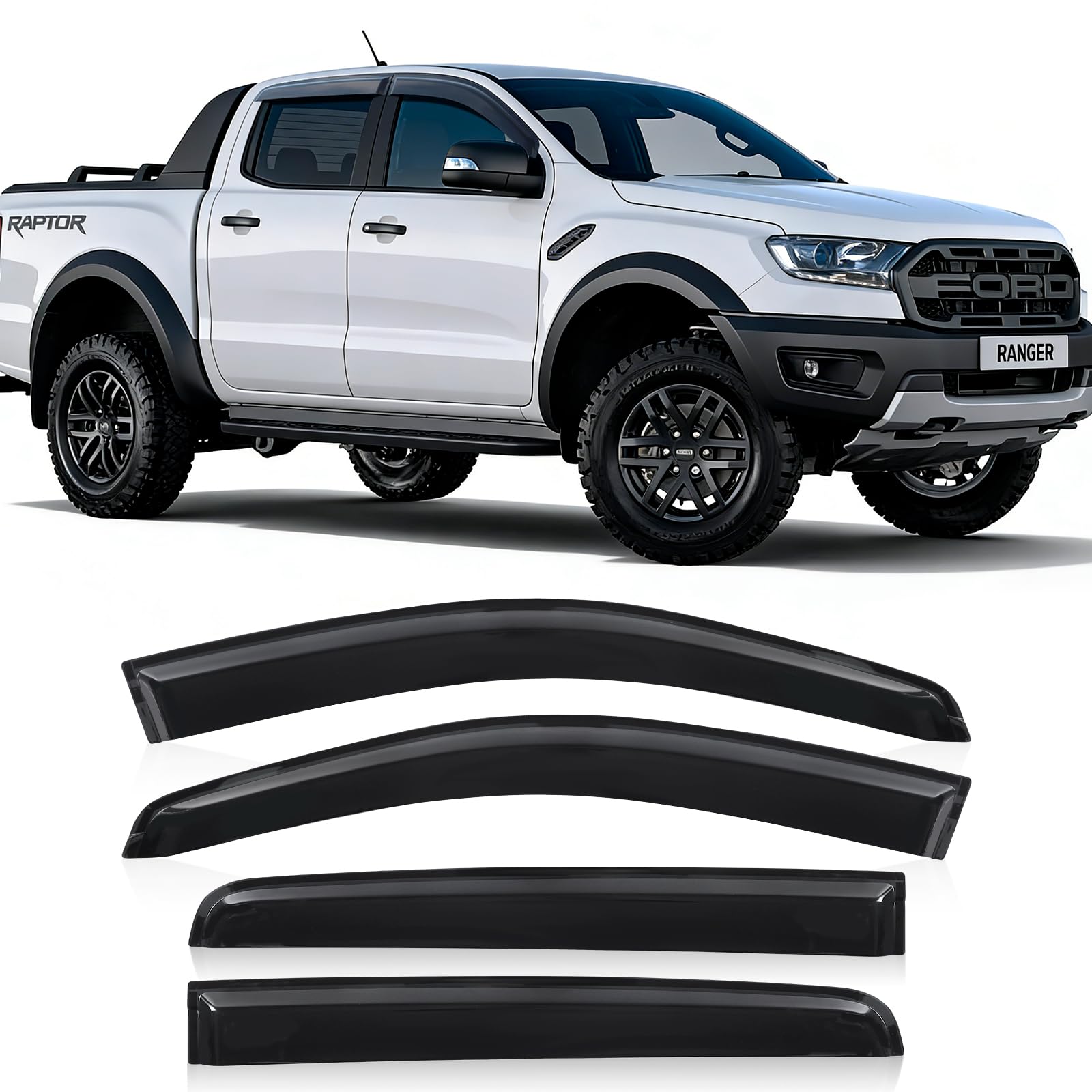 Deflectores de Viento para Ford Ranger Wildtrak 2012-2022,T6 T7 T8 Raptor Wildtrak XL XLT Limited Tremor Platinum Déflecteurs d'air