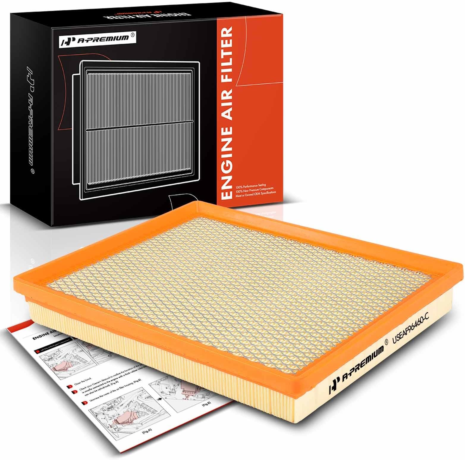 A-Premium Engine Air Filter Compatible with Saab 9-3 2004-2011, 9-3 2006-2009, 9-3X 2010-2011, 2.0L 2.8L, Replace# 12786800, 55557597