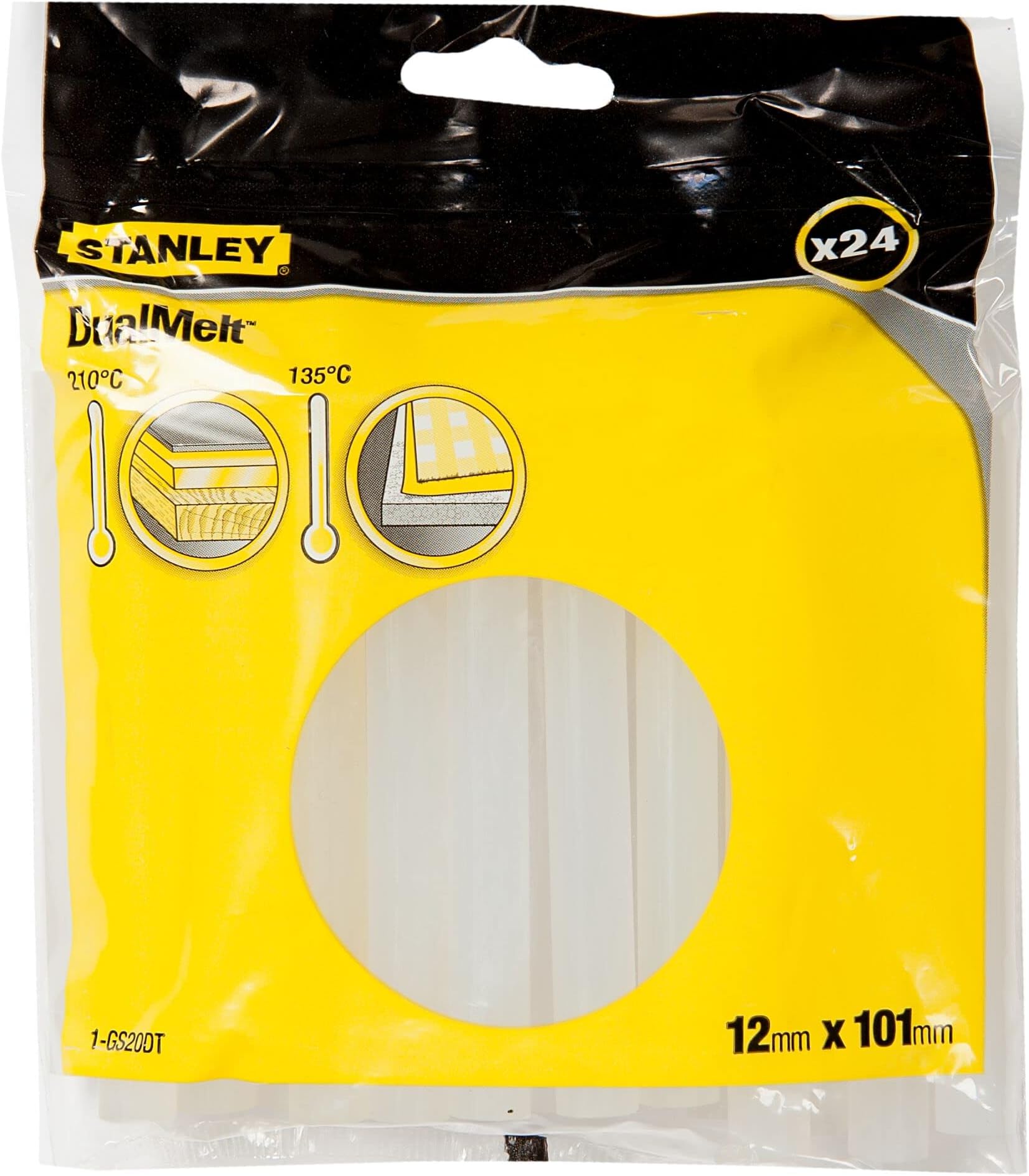 Stanley 1-GS20DT Dual Temp Glue Stick, 12mm x 101mm, Pack of 24 (Packaging may vary)