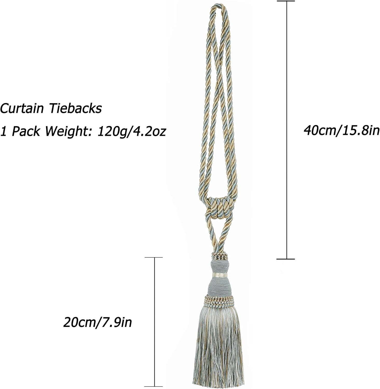 BEL AVENIR 2 Pack Curtain Tiebacks Tassel Drapery Tie-Backs Rope Holdbacks
