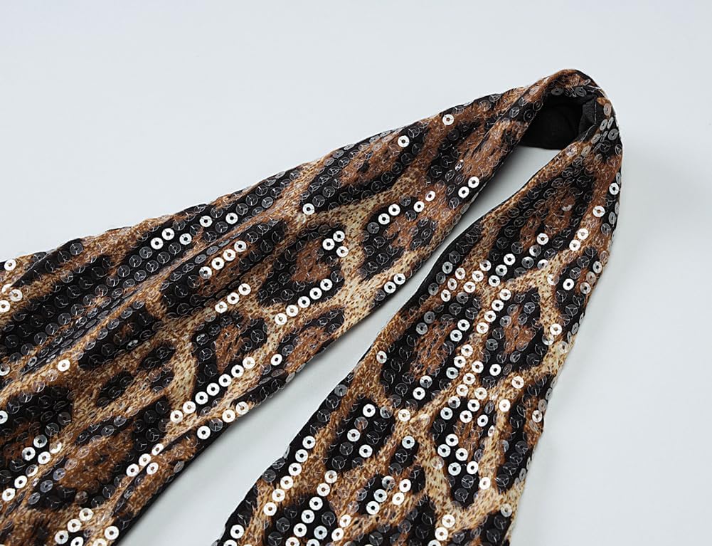 Womens Sequin Cheetah Print Top Sparkly Halter Tops Y2k Going Out - Image 5